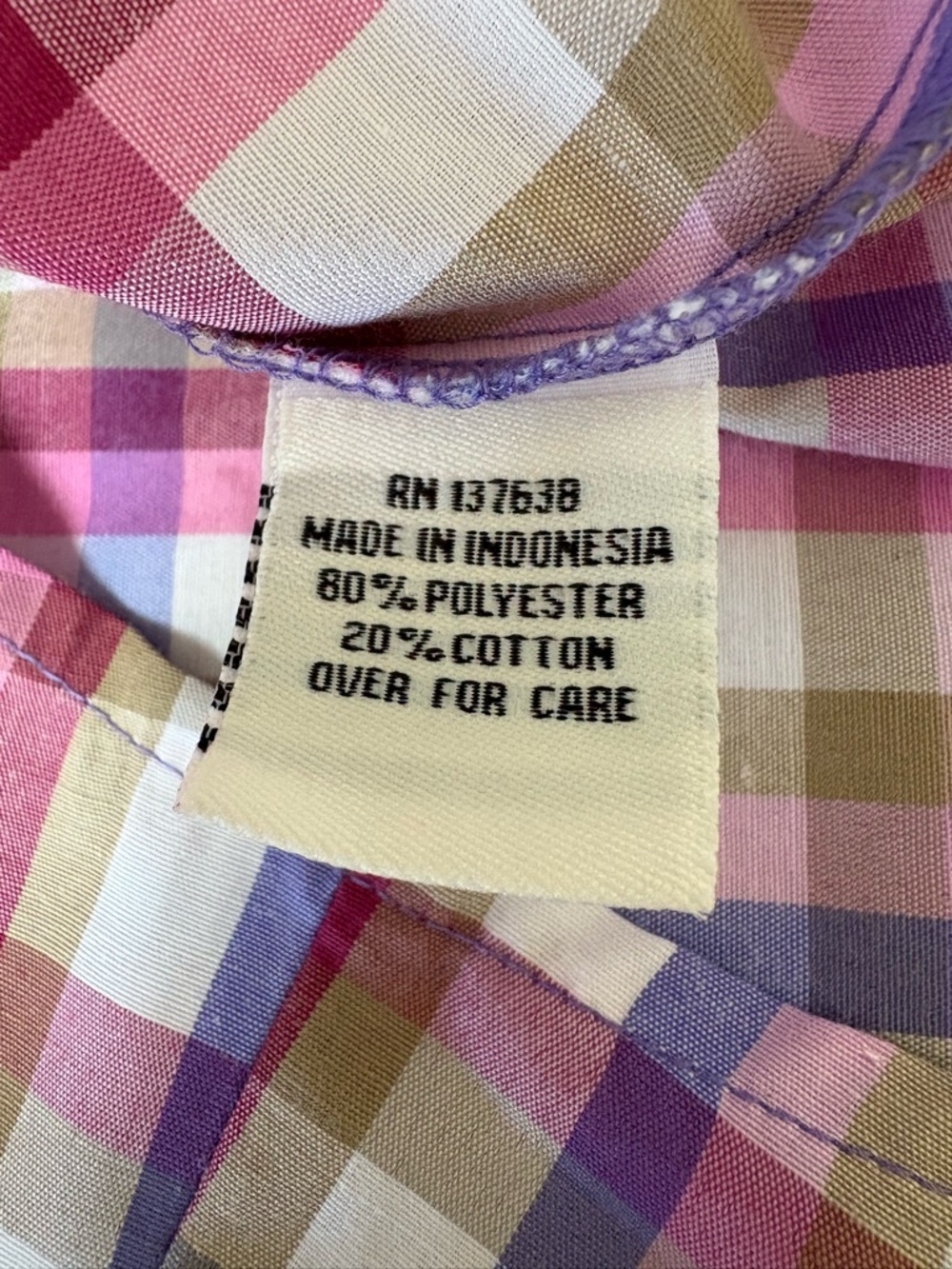 Morgan Crossing Pink Plaid Button-Up 3/4 Sleeve Blouse Women’s Size 16 - Picture 6 of 6